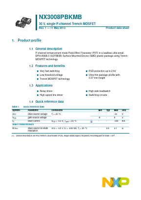 NX3008PBKMB Datasheet PDF NXP Semiconductors.