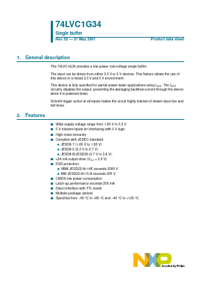 74LVC1G34 Datasheet PDF NXP Semiconductors.