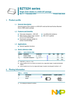 BZT52H Datasheet PDF NXP Semiconductors.