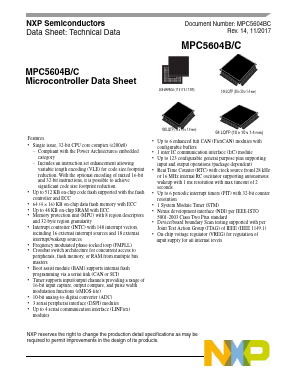 MPC5604B Datasheet PDF NXP Semiconductors.