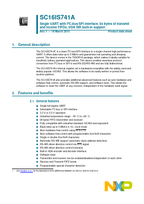 SC16IS741AIPW Datasheet PDF NXP Semiconductors.