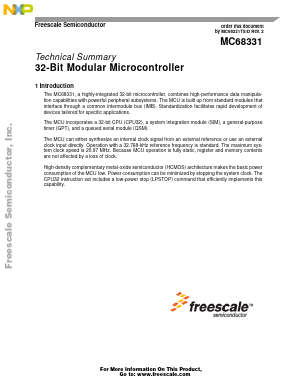 MC68331VFV20 Datasheet PDF NXP Semiconductors.