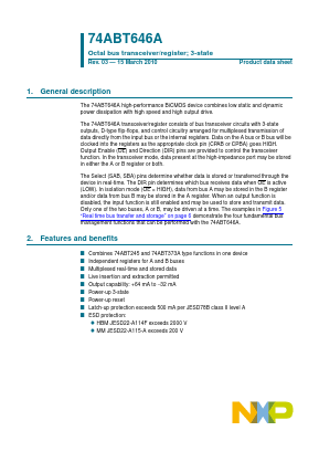 74ABT646ADB-T Datasheet PDF NXP Semiconductors.