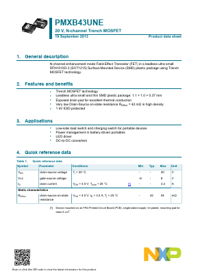 PMXB43UNE Datasheet PDF NXP Semiconductors.