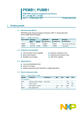 PUMB1 Datasheet PDF NXP Semiconductors.