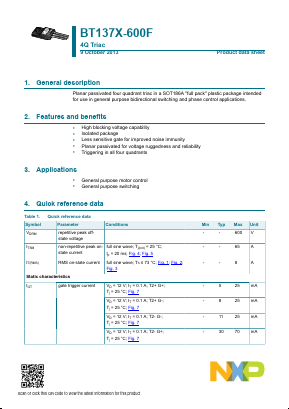 BT137X-600F Datasheet PDF NXP Semiconductors.