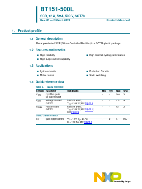 BT151-500L Datasheet PDF NXP Semiconductors.