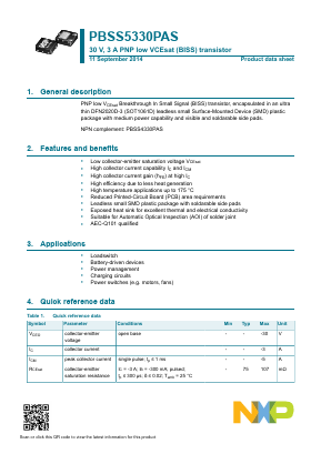 PBSS5330PAS Datasheet PDF NXP Semiconductors.