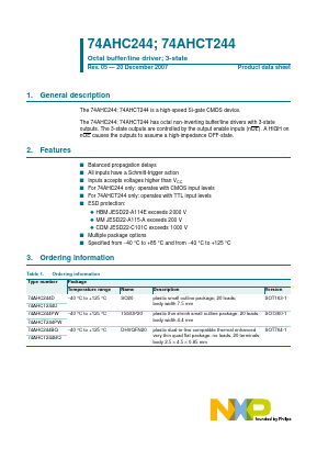 74AHCT244PW Datasheet PDF NXP Semiconductors.