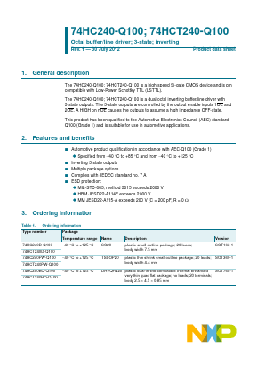 74HC240D-Q100 Datasheet PDF NXP Semiconductors.