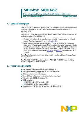 74HCT423D Datasheet PDF NXP Semiconductors.