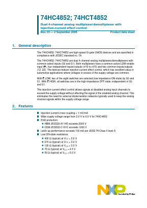 74HC4852 Datasheet PDF NXP Semiconductors.