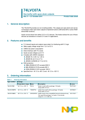 74LVC07A Datasheet PDF NXP Semiconductors.