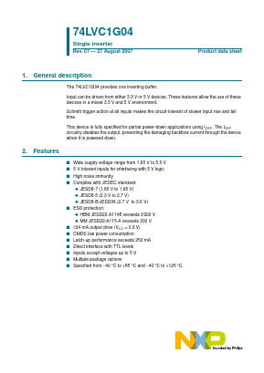 74LVC1G04 Datasheet PDF NXP Semiconductors.