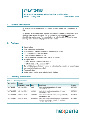 74LVT245BD Datasheet PDF NXP Semiconductors.