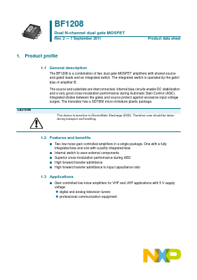 BF1208 Datasheet PDF NXP Semiconductors.