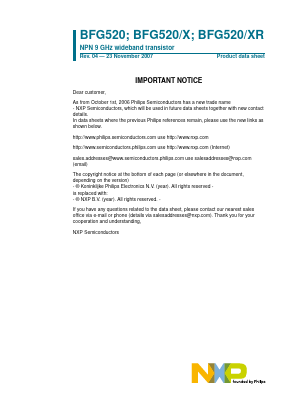 BFG520 Datasheet PDF NXP Semiconductors.