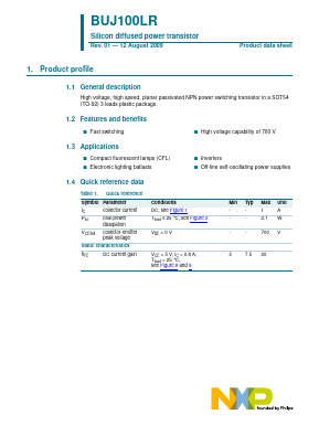 BUJ100LR Datasheet PDF NXP Semiconductors.