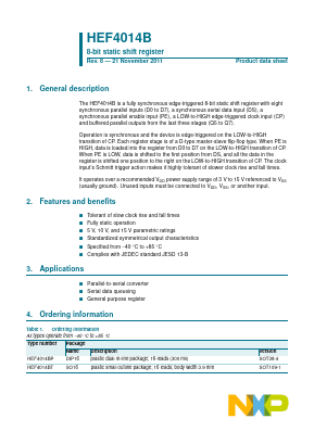 HEF4014BT Datasheet PDF NXP Semiconductors.