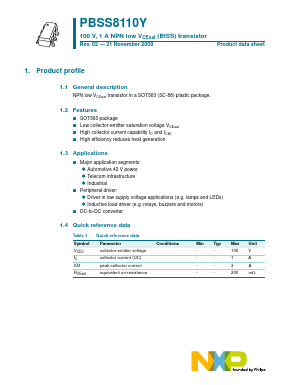 PBSS8110Y Datasheet PDF NXP Semiconductors.