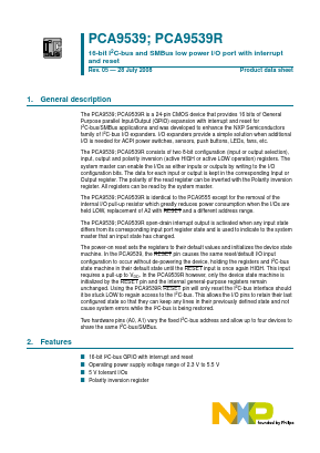 PCA9539R Datasheet PDF NXP Semiconductors.