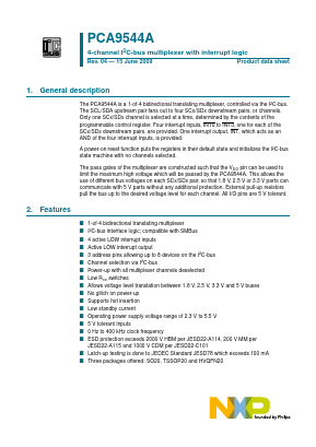 PCA9544A Datasheet PDF NXP Semiconductors.