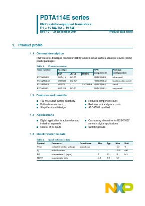 PDTA114EU Datasheet PDF NXP Semiconductors.