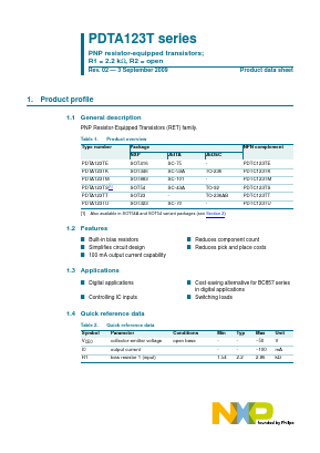 PDTA123T Datasheet PDF NXP Semiconductors.