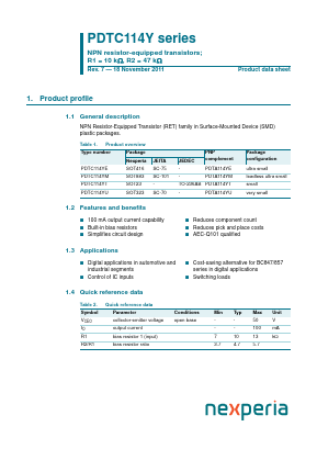 PDTC114Y Datasheet PDF NXP Semiconductors.