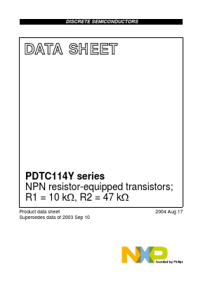 PDTC114Y Datasheet PDF NXP Semiconductors.
