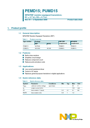 PEMD15 Datasheet PDF NXP Semiconductors.