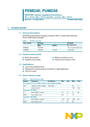 PEMD48,115 Datasheet PDF NXP Semiconductors.