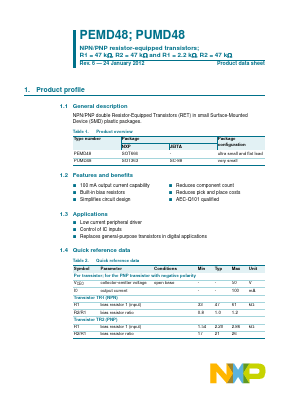 PUMD48,165 Datasheet PDF NXP Semiconductors.