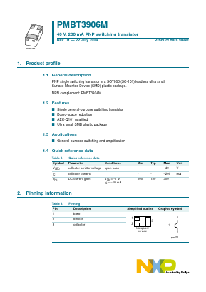 PMBT3906M Datasheet PDF NXP Semiconductors.