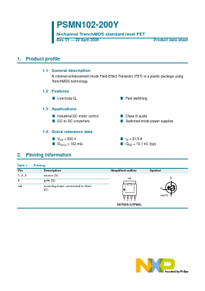 PSMN102-200Y Datasheet PDF NXP Semiconductors.