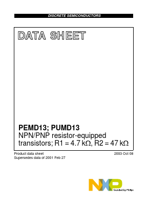 PEMD13 Datasheet PDF NXP Semiconductors.