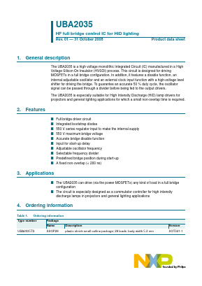 UBA2035 Datasheet PDF NXP Semiconductors.