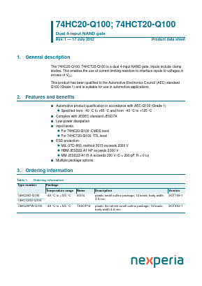 74HC20-Q100 Datasheet PDF NXP Semiconductors.