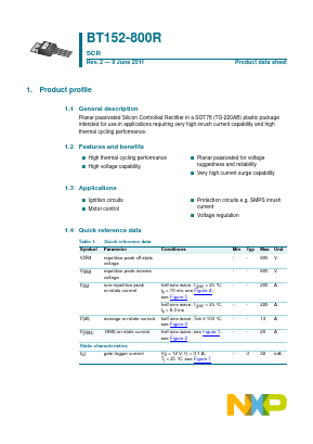 BT152-800R,127 Datasheet PDF NXP Semiconductors.