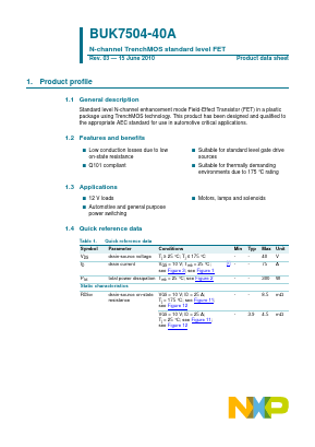 BUK7504-40A,127 Datasheet PDF NXP Semiconductors.