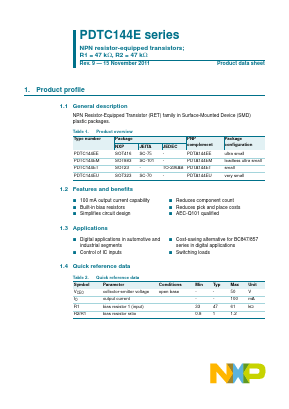 PDTC144ETVL Datasheet PDF NXP Semiconductors.