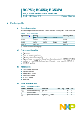 BCP53 Datasheet PDF NXP Semiconductors.