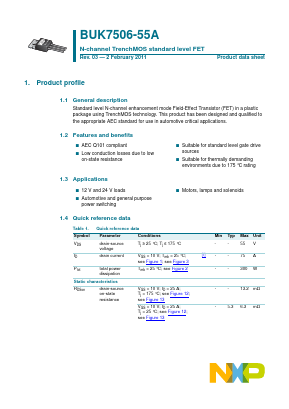 BUK7506-55A Datasheet PDF NXP Semiconductors.