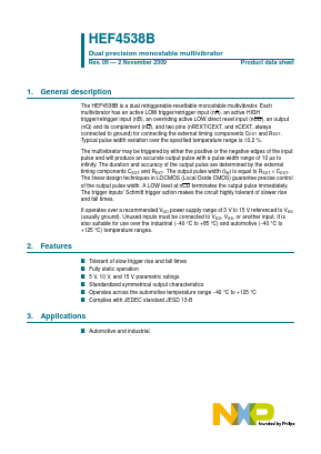 HEF4538B Datasheet PDF NXP Semiconductors.