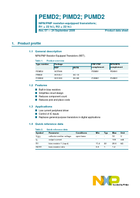 PEMD2 Datasheet PDF NXP Semiconductors.