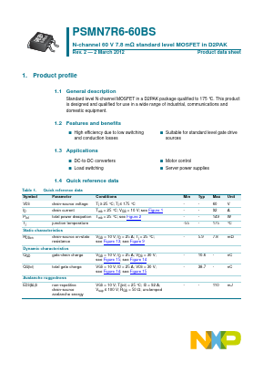 PSMN7R6-60BS Datasheet PDF NXP Semiconductors.