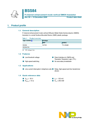 BSS84 Datasheet PDF NXP Semiconductors.