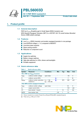 PBLS6003D Datasheet PDF NXP Semiconductors.