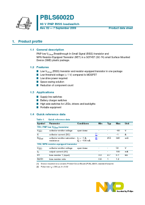 PBLS6002D,115 Datasheet PDF NXP Semiconductors.