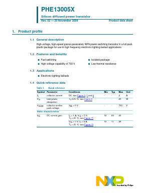 PHE13005X Datasheet PDF NXP Semiconductors.